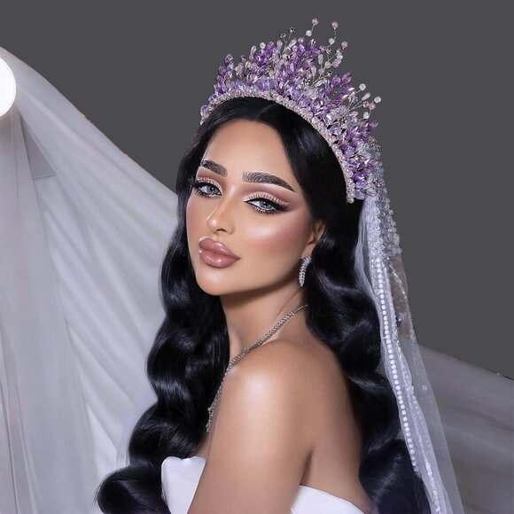 Purple Rhinestone Headpiece for Women Wedding Bridal Hair Accessory main image 5